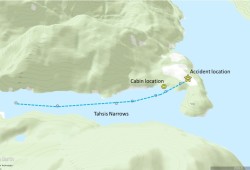 The crash occurred in Tahsis Narrows, 60 nautical miles northwest of Tofino/Long Beach Airport. (TSB map)