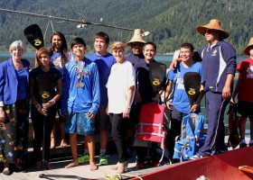 Princess Sophie with the paddling competitors from Ditidaht that went to North American Indigenous Games