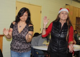 First Nations Health Authority's Sandra Tate and Quu?asa team leader Vina Robinson