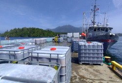 Liquid kelp extract produced by Cascadia Seaweed awaits shipment for agricultural use as a crop booster. (Cascadia Seaweed photo) 