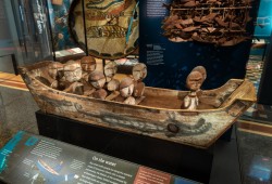 The Wiinaachisht Spirit Canoe on display in the hall.