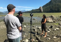 Gisele Maria Martin ƛaʔuuk in Clayoquot Sound during the filming for Nature United’s Cedar’s Story. (Nature United Photo)