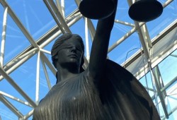 In December 2025 the B.C. Court of Appeal ruled that the province’s current system of granting mineral tenures goes against the constitutional rights of First Nations. Pictured is a statue of Themis, the Goddess of Justice at the courthouse in Vancouver. (Eric Plummer photo)