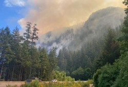 The Cameron Bluffs forest fire has burned 254 hectares by Camon Lake.