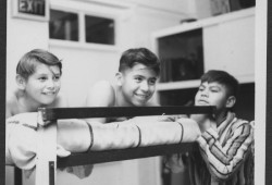 Boys are pictured in a dormitory at the Alberni Indian Residential School. (United Church of Canada archives)