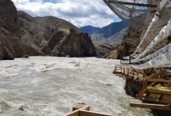 Six lines of the Whoosh “salmon cannon” have been installed at Big Bar. (Province of B.C. photo)