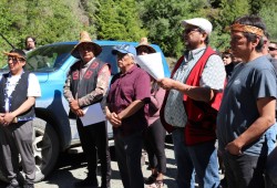 Pacheedaht and Huu-ay-aht elected chiefs stood in support of Ditidaht, as the notice was delivered to protestors.