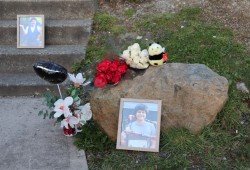 According to family, Clifton Johnston dreamt of becoming a bee keeper. His picture is seen in front of the Port Alberni Friendship Center, where the 20-year-old's body was found on March 27, 2021. A murder charge and arrest was made against a 16-year-old for the incident, which has gone to a preliminary inquiry. (Denise Titian photo)