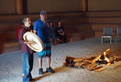 Aaron Watts explained to students why First Nations songs are important and how they all tell a story.