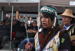 Dancers from the Esquimailt First Nation perform at the opening of the House of Courage in Victoria on March 31. (Eric Plummer photo)