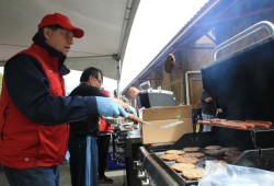 Teechucktl staff member Dave Zryd flips burgers.