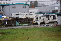 A new tiny home village will soon help individuals get out of trailers on a Fourth Avenue lot and into the small shelters. (Karly Blats photo) 