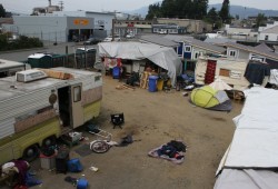 The tiny shelter village was built to house those currently living in old trailers next to the Wintergreen Apartments on Fourth Avenue.