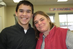 Timmy Masso and his mother Jessie at the NIC language class. (Denise Titian photo)