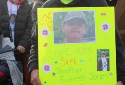 Eric Jones holds a picture of his brother Everett, who went missing from Duncan two years ago.