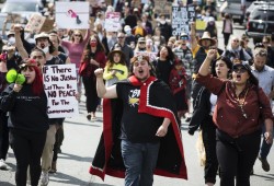 People protest the shooting death of Chantel Moore in Tofino, after the tragedy set off demonstrations across the country in the summer of 2020. (Melissa Renwick photo)