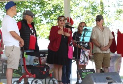 Lisa Marie Young’s family were called up in acknowledgement by emcee Mary Martin in Maffeo Sutton Park.