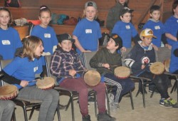 Nanoose Bay students sing in Hulquminum.