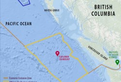 Situated where tectonic plates meet under the Pacific, the Explorer Seamount is located 150 nautical miles west of Vancouver Island, in the middle of a vast area the federal government is considering placing under protection. Map by Fisheries and Oceans Canada Situated where tectonic plates meet under the Pacific, the Explorer Seamount is located 150 nautical miles west of Vancouver Island, in the middle of a vast area the federal government is considering placing under protection. (DFO map)