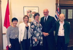 Myles Morrison (far right) meets at the provincial legislature with Minister of Public Safety and Solicitor General Mike Farnworth and others on the subject of restorative justice.