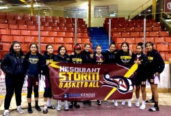 Left to Right: Kristianna Mckinght, Dalainee John, Jada Touchie, Juniper John, Shauntelle Dick-Charleson, Jill Jeffrey, Memphis Dick, Eta Kaloucokovale, Tamia Edgar, Ser Kaloucokovale and Destiny Hansen (Missing from picture; Coach Geno John, assistant coach Tyson Touchie and Manager Lila Charleson.