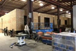 Modular housing units under construction at the Muchalat Group plant in Cumberland. (Port Alberni Shelter Society)