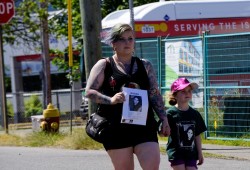 On Sunday, June 26 dozens participated in the annual walk for missing Tla-o-qui-aht woman Lisa Marie Young, an event that has been held annually since 2003. Supporters walked form the Nanaimo RCMP detachment to Maffeo Sutton Park. (Karly Blats photo)