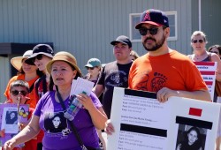 On Sunday, June 26 dozens participated in the annual walk for missing Tla-o-qui-aht woman Lisa Marie Young, an event that has been held annually since 2003. Supporters walked form the Nanaimo RCMP detachment to Maffeo Sutton Park. (Karly Blats photo)