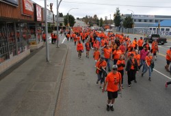 Hundreds fill a street in Port Alberni on Sept. 30 to mark the annual National Day for Truth and Reconciliation. (Eric Plummer photo) 