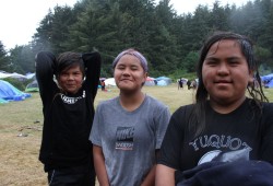 Iverson Michael (left), 13, Liliana Frank, 12, and 12-year-old Gerard John were the three winners of the mini-marathon. 