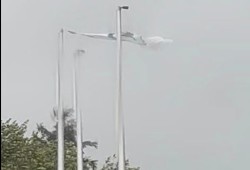Strong wind had nearly dislodged an Ahousaht flag in the First Nation community’s newer subdivision during a late September storm. The storm caused a power outage to the Flores Island community on Sept. 24. (Nate Charlie/Facebook photo)