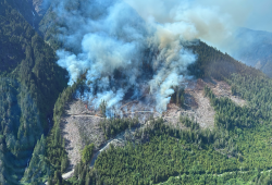 Earlier in June Potter found himself helping out with the Nahmint fire, deep in Nuu-chah-nulth territory, south of Sproat Lake. Believed to be human-caused, that fire emerged on June 8, growing to 19 hectares.