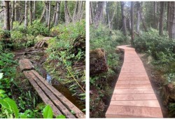Repair tasks involved constructing more than 800 meters of boardwalk and multiple staircases on steep and unstable terrain. 