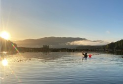 A worker tends to a kelp farm on Vancouver Island's coast. (Cascadia Seaweed photo)