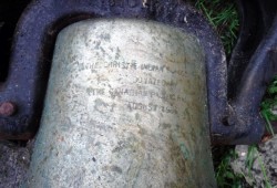 Dated 1956, the church bell was saved from the demolition (Curt McLeod photo).