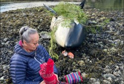 After the mother died on March 23, Ehattesaht members held a ceremony to mark her passing. (Darlene Smith photo)