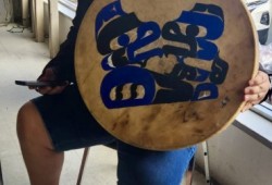 Robert Watts of the Tseshaht First Nation provided cultural drumming to attendees at a past Culture Enriches Lives gathering at the Bread of Life. (Alice Sam photo) 