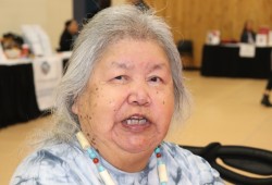 Gloria Ross thanked the teams for the work that they do. Her niece has challenges and the teams were a great support to her. Klecko, Kleco! (Denise Titian photo)