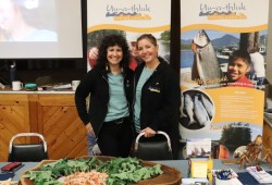 Irine Polyzogopoulos, communications and development coordinator, and Danielle Burrows, protected areas planner, of Uu-a-thluk hope to educate families on hishukish ts’awalk.
