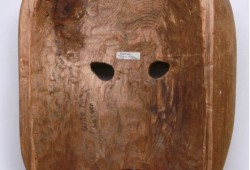 There is little information available about the second mask, but it has writing on the back, indicating that it is a depiction of a wild man with the word ‘sasquatch’ in parentheses.
