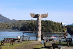 Tla-o-qui-aht master carver Joe David gifted this totem pole at Tofino’s Anchor Park in 2018 as a gesture of relationship moving forward with the village of Tofino.