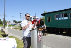 “The rail does have a history in terms of our territory that was taken from us, but we do see opportunities to work together so that we can all benefit from this,” says Tseshaht Chief Councillor Ken Watts after the train reached the Barclay on May 2.