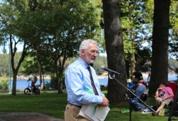 Nanaimo Mayor Leonard Krog speaks at the event.
