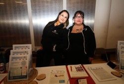Samierra "Angel" Miness (left) and Molly Lucas held an information table from the First Nations Health Authority. 