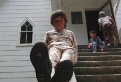 Children play at the Yuquot church on Aug. 2.