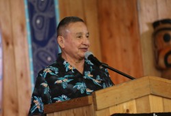 Grand Chief Stewart Phillip of the BC Union of Indian Chiefs spoke at the gathering.