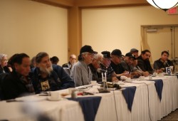 Ahousaht member Wally Samuel speaks about preserving language at the Nuu-chah-nulth Tribal Council's AGM on Nov. 30. 