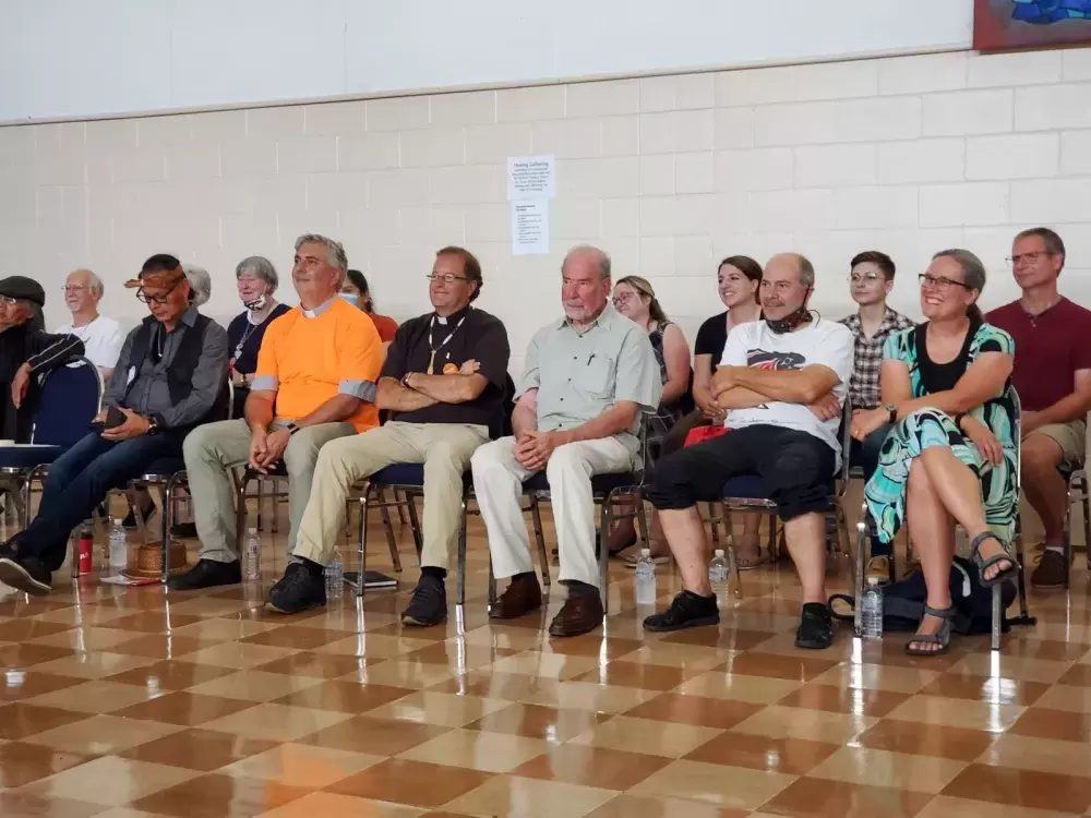 Inside the hall invited guests from Indigenous communities and the church congregation intermingled.