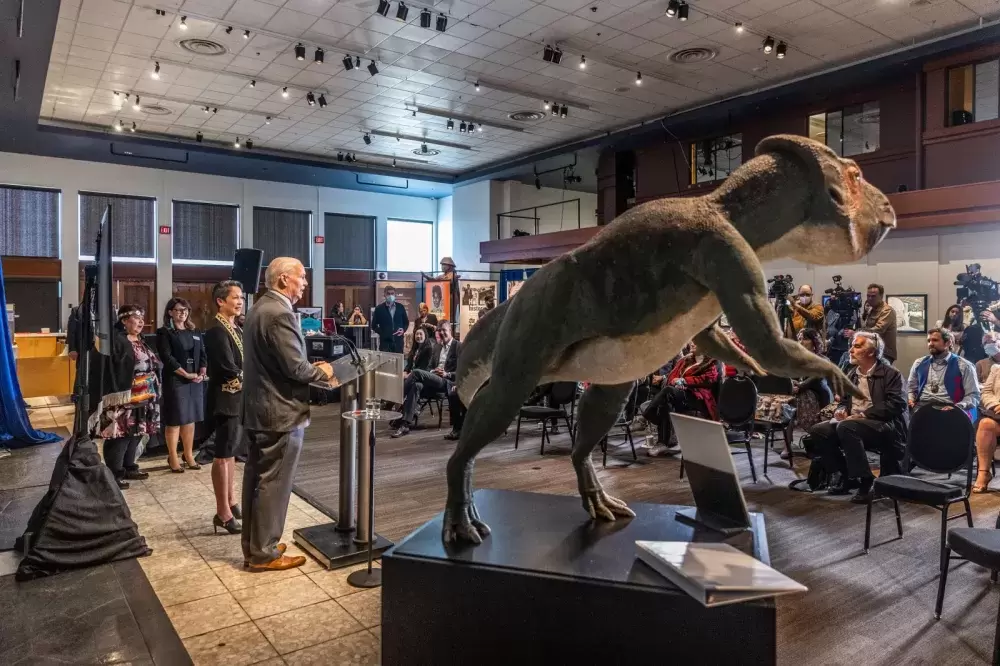 Premier John Horgan announces the construction of a new Royal B.C. Museum over the next seven years at a press conference in Victoria May 13. (Province of B.C. photo)