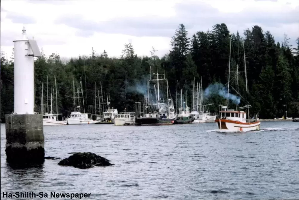 Ahousaht Harbour showing some of the remaining fishing fleet.